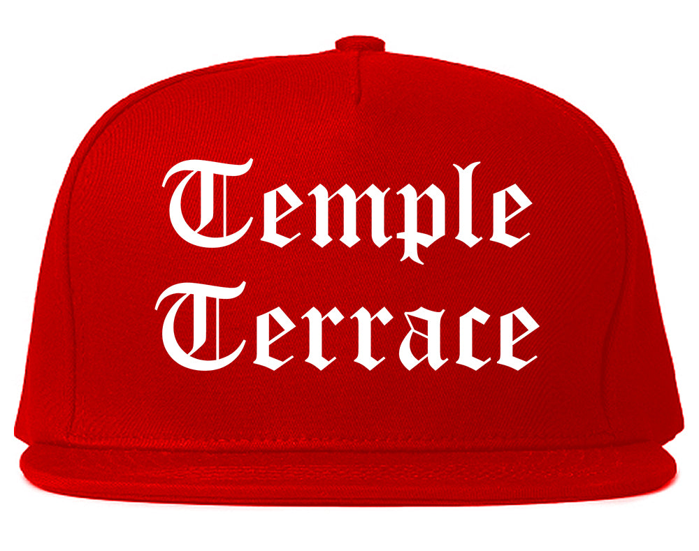 Temple Terrace Florida FL Old English Mens Snapback Hat Red