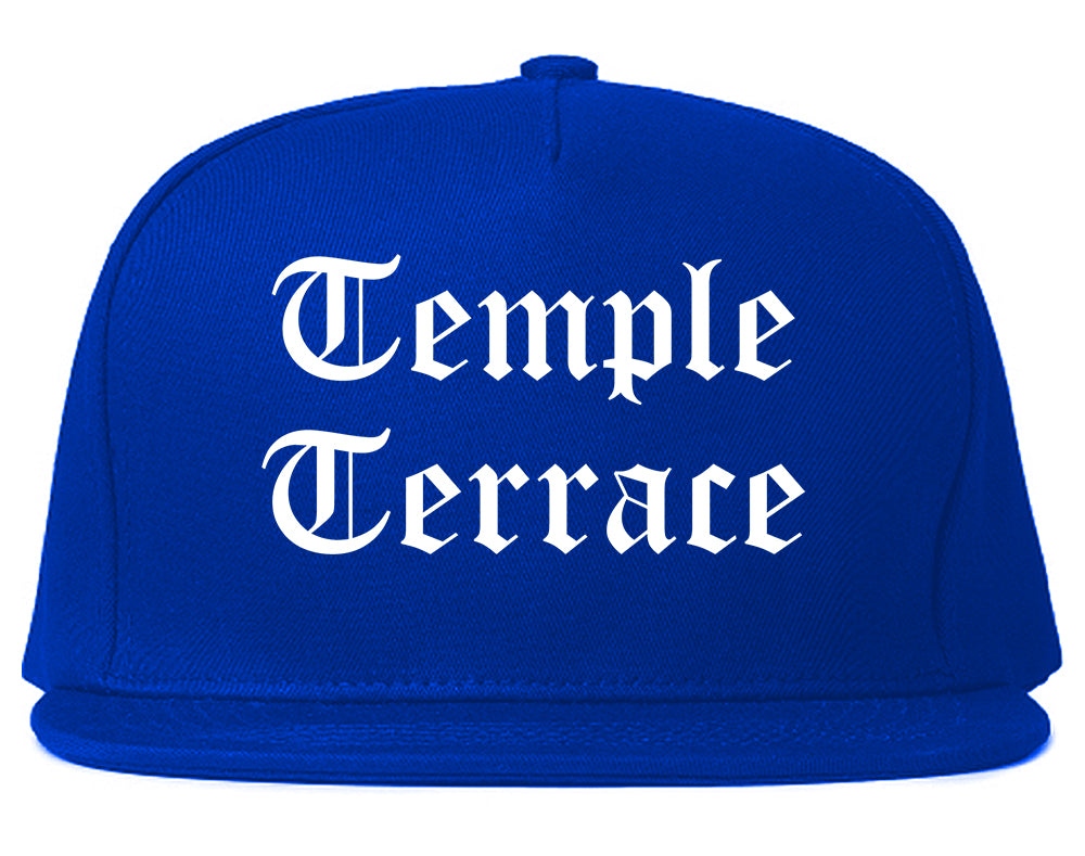 Temple Terrace Florida FL Old English Mens Snapback Hat Royal Blue