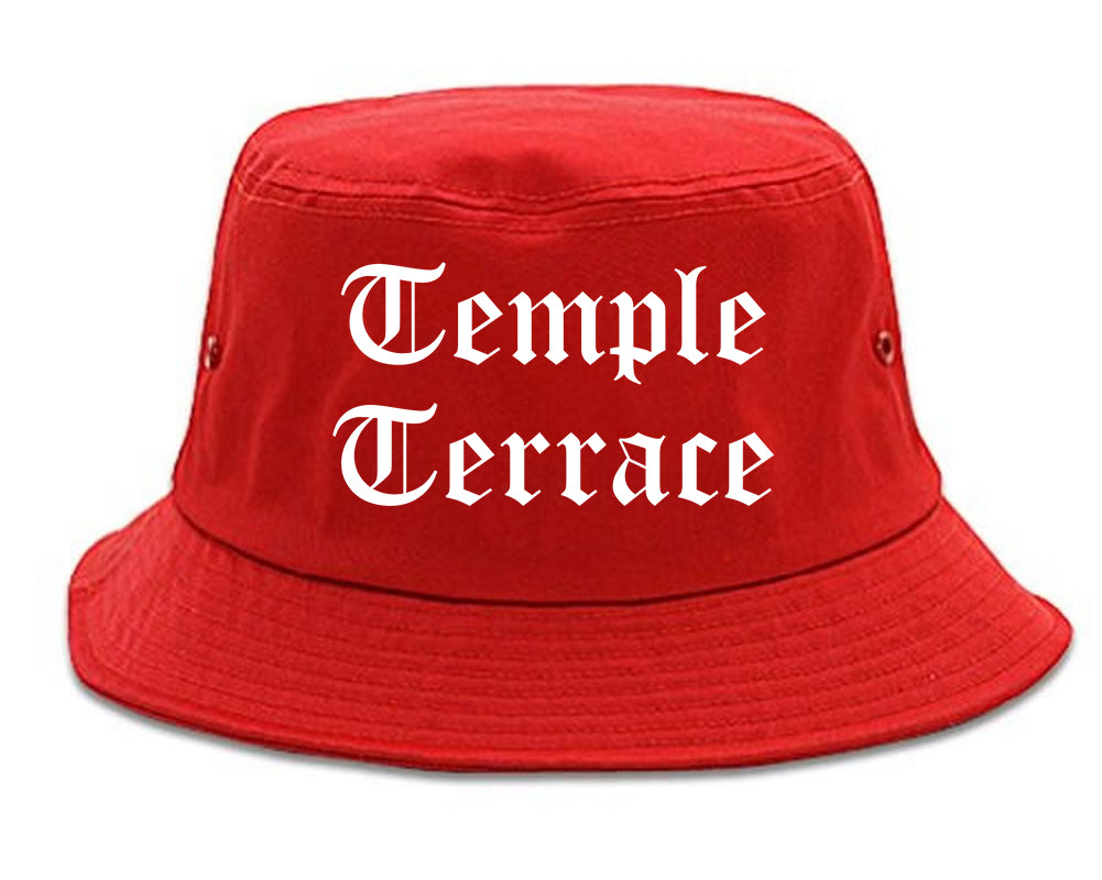 Temple Terrace Florida FL Old English Mens Bucket Hat Red