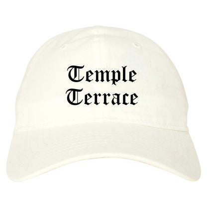 Temple Terrace Florida FL Old English Mens Dad Hat Baseball Cap White