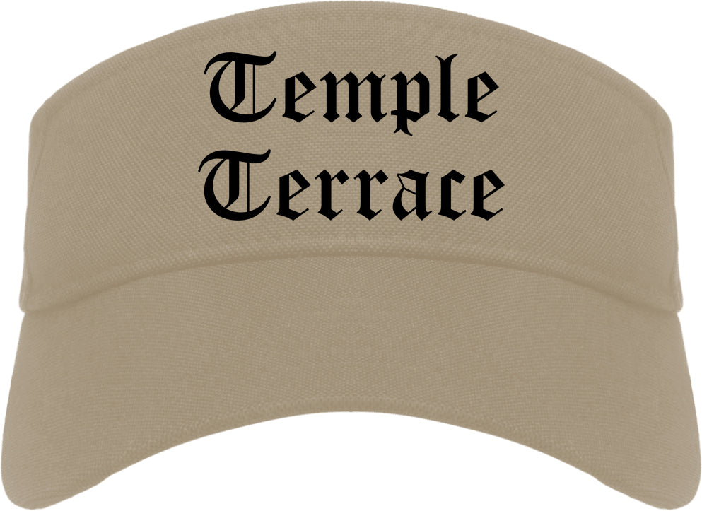 Temple Terrace Florida FL Old English Mens Visor Cap Hat Khaki