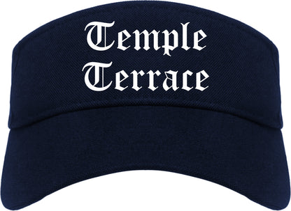 Temple Terrace Florida FL Old English Mens Visor Cap Hat Navy Blue