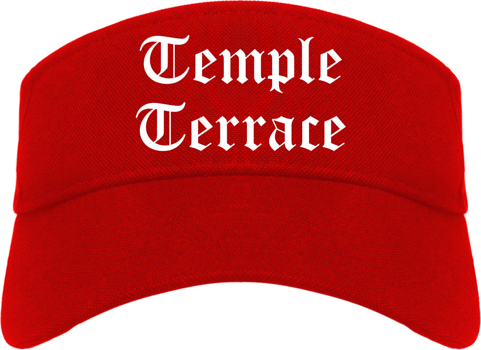 Temple Terrace Florida FL Old English Mens Visor Cap Hat Red