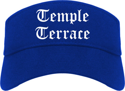 Temple Terrace Florida FL Old English Mens Visor Cap Hat Royal Blue