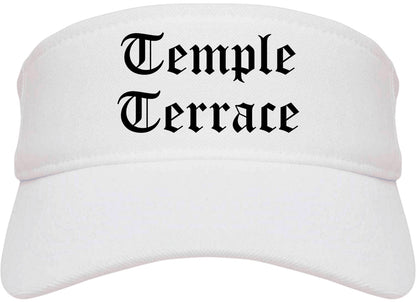 Temple Terrace Florida FL Old English Mens Visor Cap Hat White
