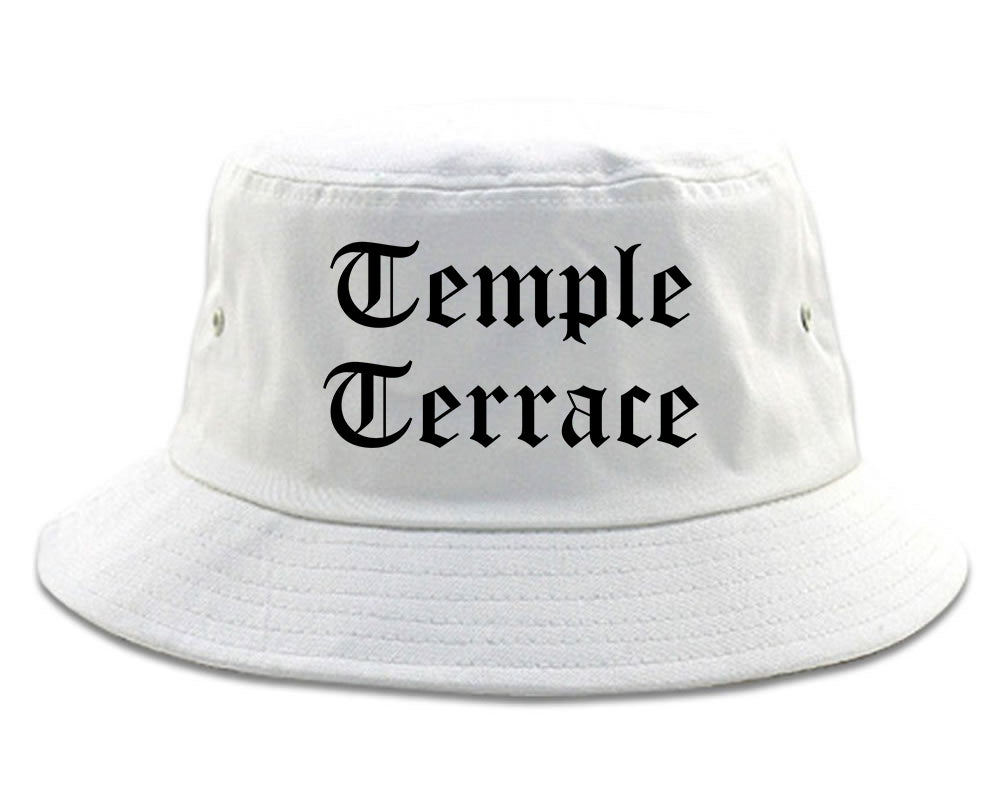 Temple Terrace Florida FL Old English Mens Bucket Hat White