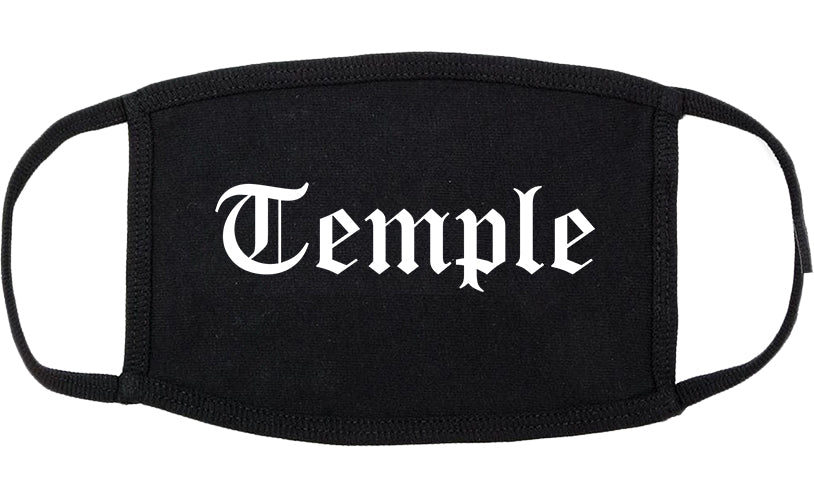 Temple Texas TX Old English Cotton Face Mask Black