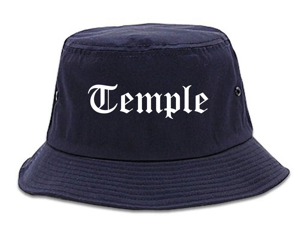 Temple Texas TX Old English Mens Bucket Hat Navy Blue