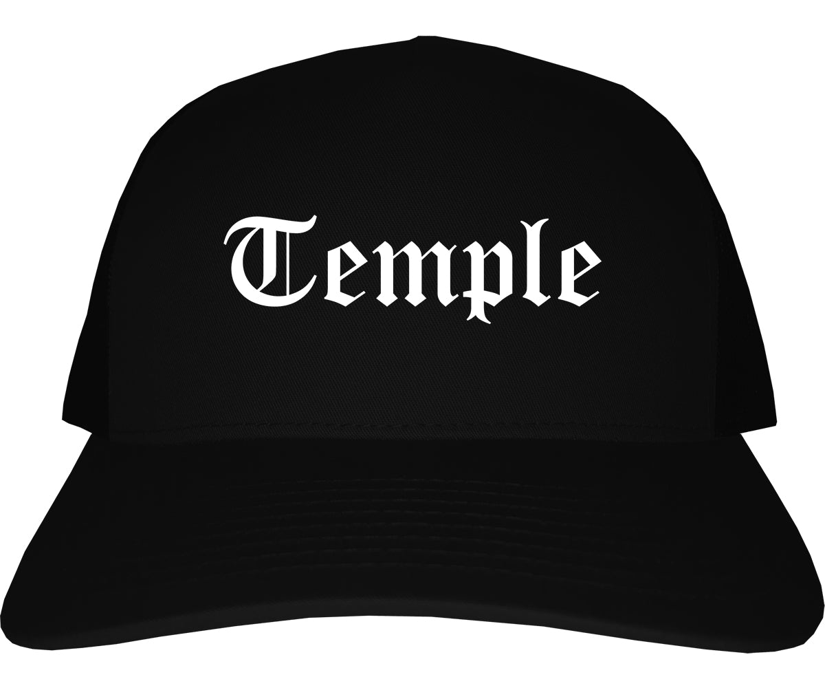 Temple Texas TX Old English Mens Trucker Hat Cap Black