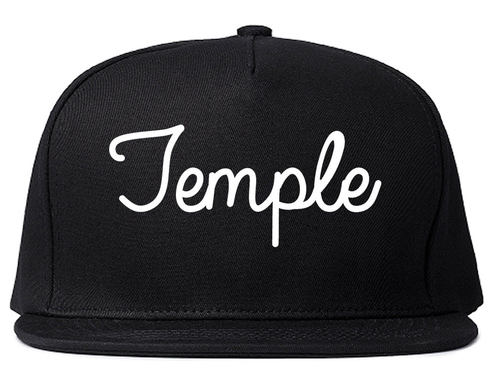Temple Texas TX Script Mens Snapback Hat Black