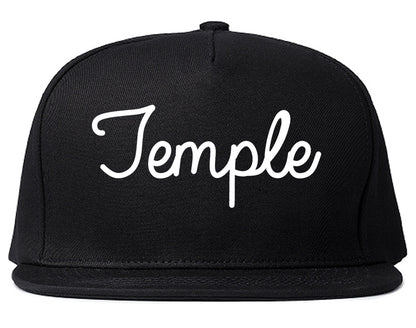 Temple Texas TX Script Mens Snapback Hat Black