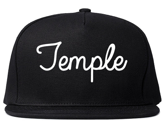 Temple Texas TX Script Mens Snapback Hat Black