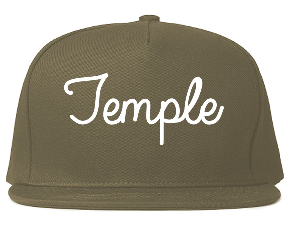 Temple Texas TX Script Mens Snapback Hat Grey