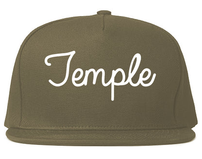Temple Texas TX Script Mens Snapback Hat Grey