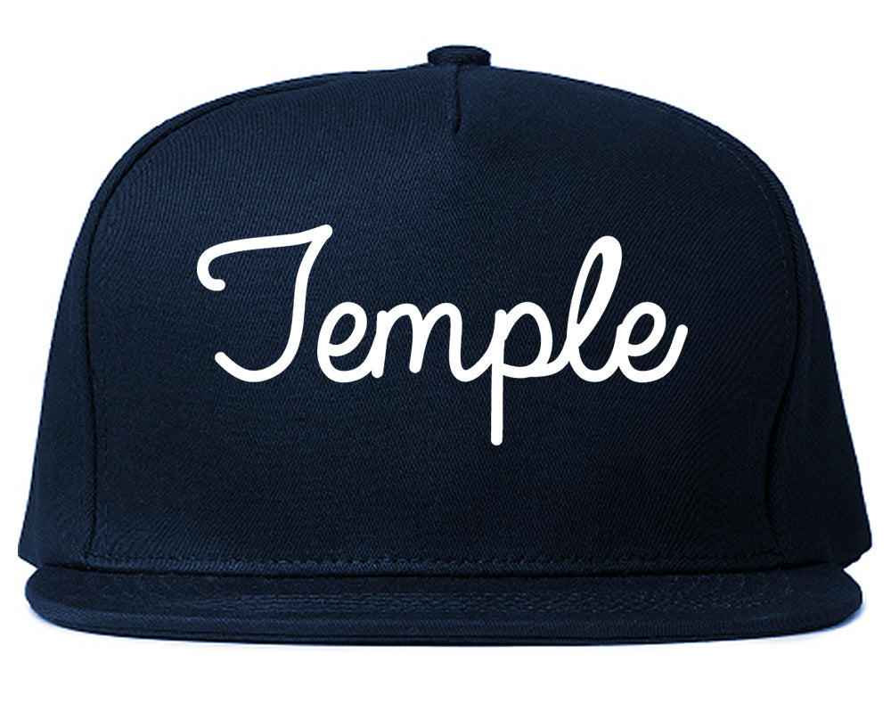 Temple Texas TX Script Mens Snapback Hat Navy Blue