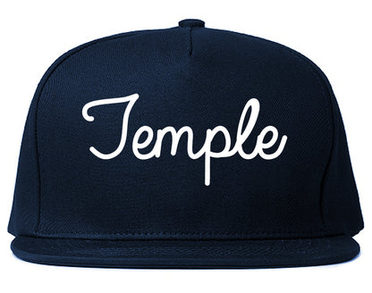 Temple Texas TX Script Mens Snapback Hat Navy Blue