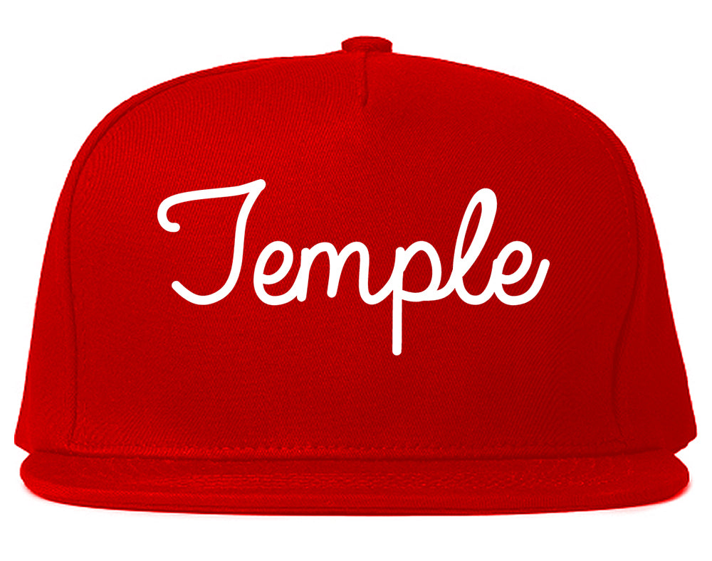 Temple Texas TX Script Mens Snapback Hat Red