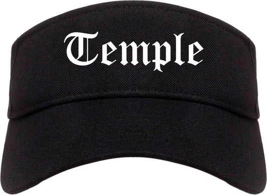 Temple Texas TX Old English Mens Visor Cap Hat Black