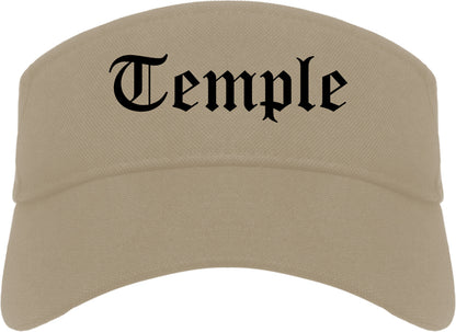 Temple Texas TX Old English Mens Visor Cap Hat Khaki