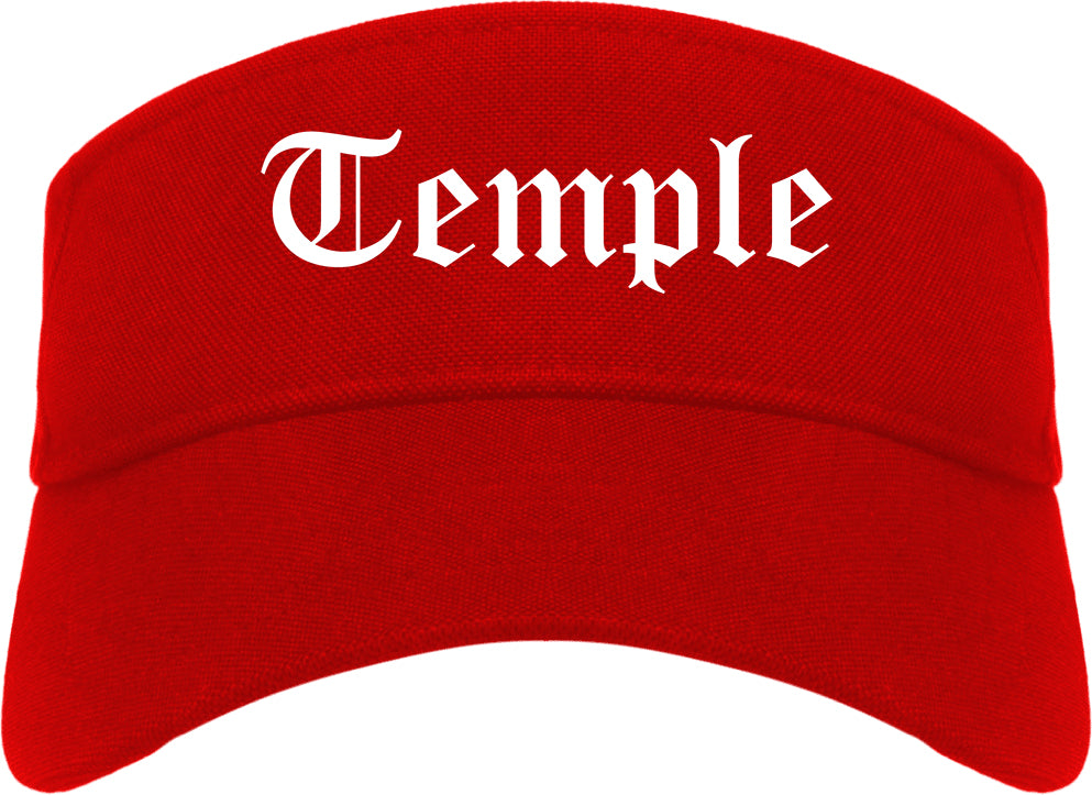 Temple Texas TX Old English Mens Visor Cap Hat Red