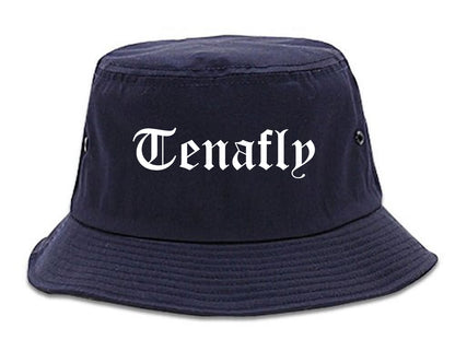 Tenafly New Jersey NJ Old English Mens Bucket Hat Navy Blue