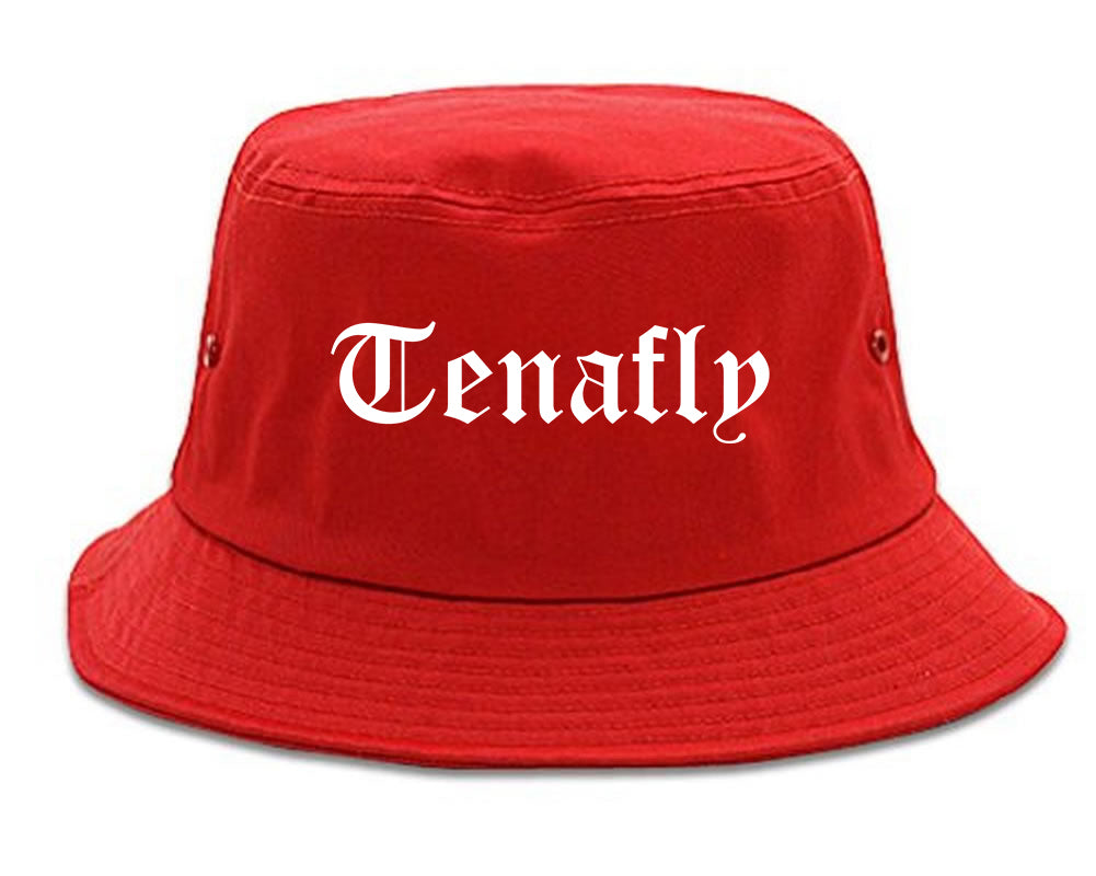 Tenafly New Jersey NJ Old English Mens Bucket Hat Red