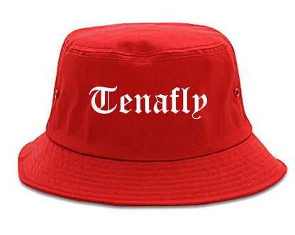 Tenafly New Jersey NJ Old English Mens Bucket Hat Red