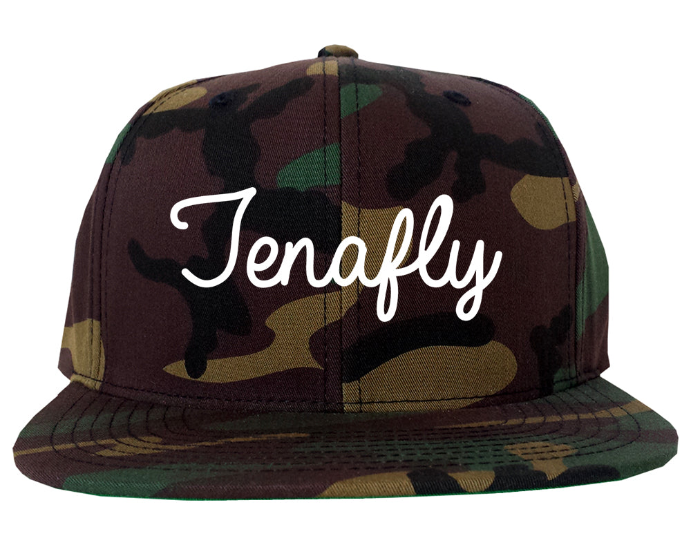 Tenafly New Jersey NJ Script Mens Snapback Hat Army Camo