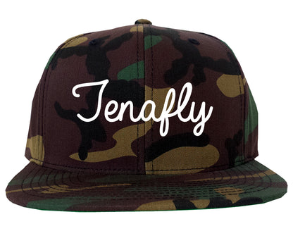 Tenafly New Jersey NJ Script Mens Snapback Hat Army Camo