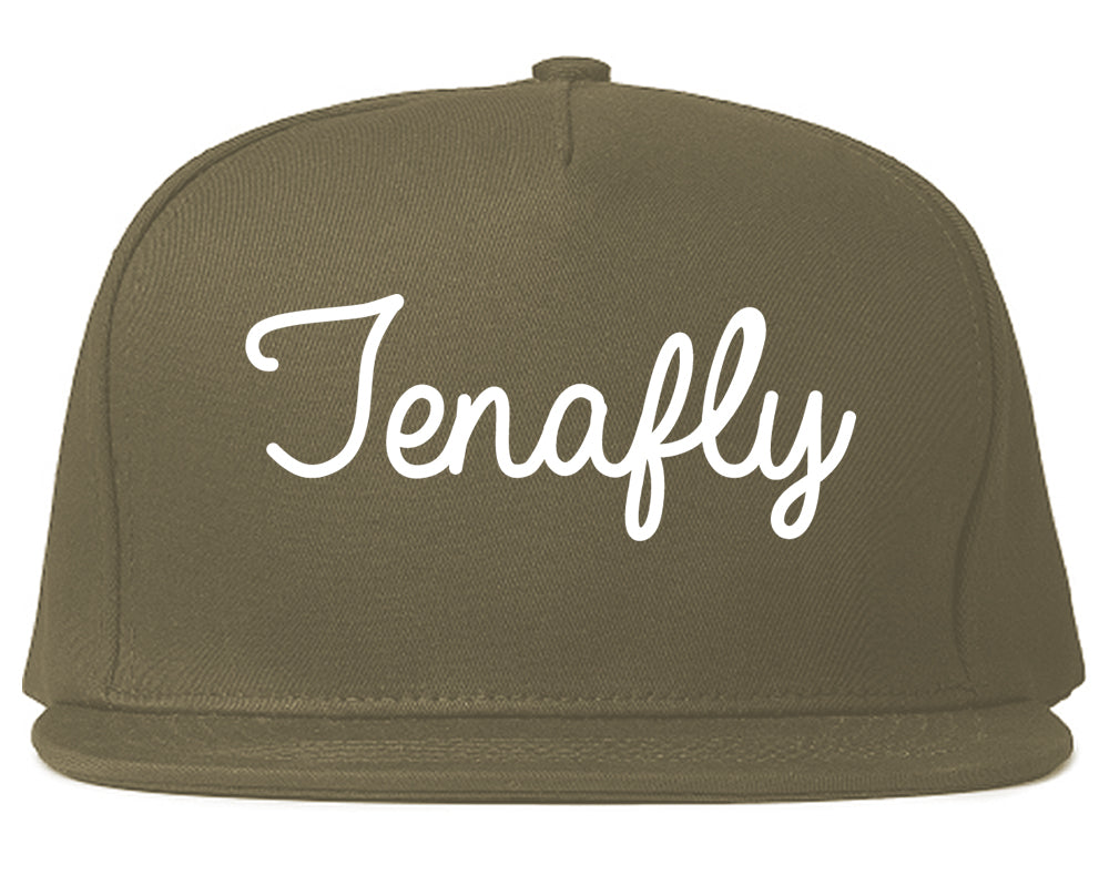 Tenafly New Jersey NJ Script Mens Snapback Hat Grey