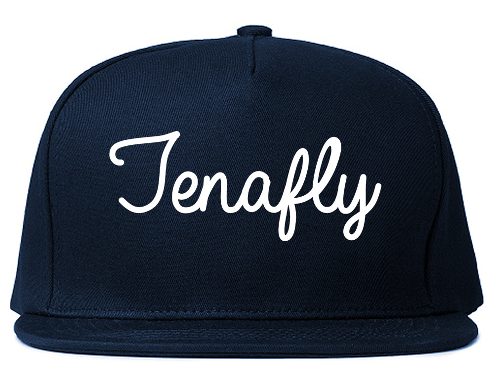 Tenafly New Jersey NJ Script Mens Snapback Hat Navy Blue