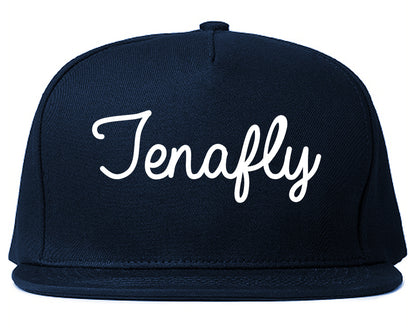 Tenafly New Jersey NJ Script Mens Snapback Hat Navy Blue