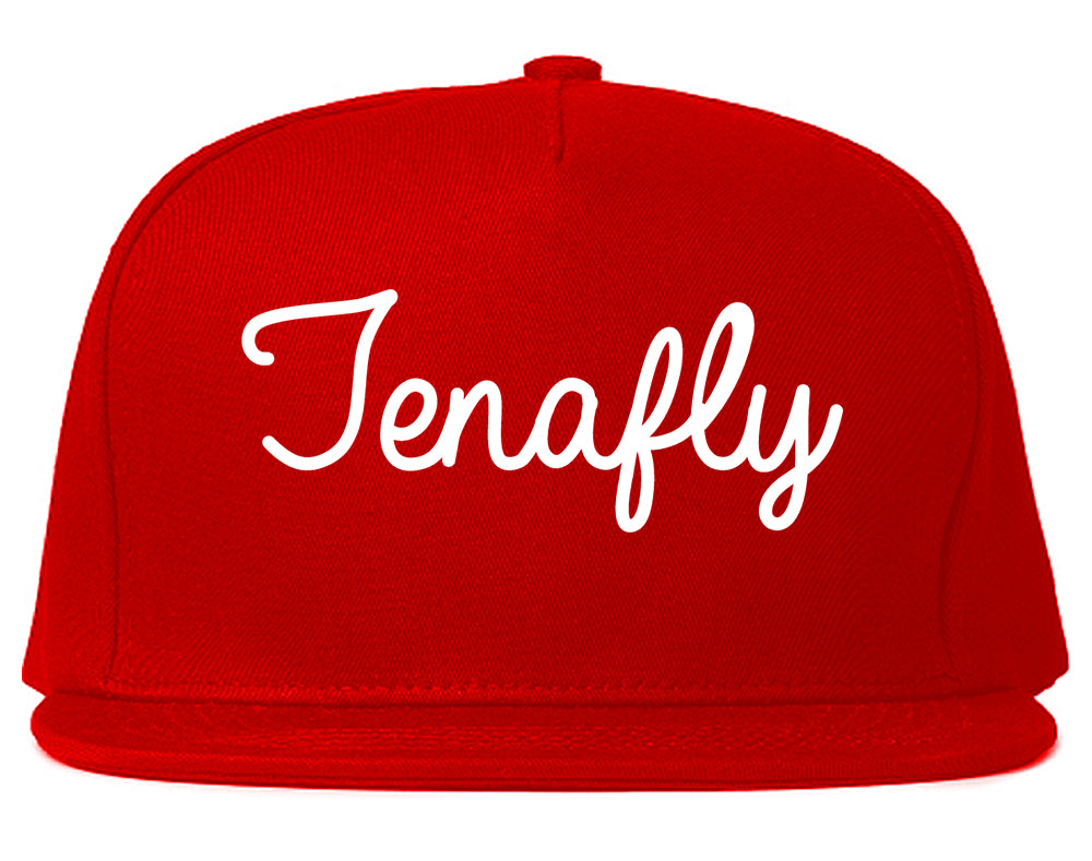 Tenafly New Jersey NJ Script Mens Snapback Hat Red