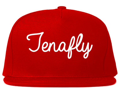 Tenafly New Jersey NJ Script Mens Snapback Hat Red