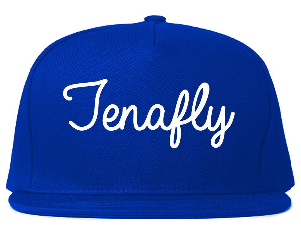 Tenafly New Jersey NJ Script Mens Snapback Hat Royal Blue