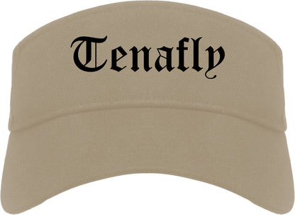Tenafly New Jersey NJ Old English Mens Visor Cap Hat Khaki