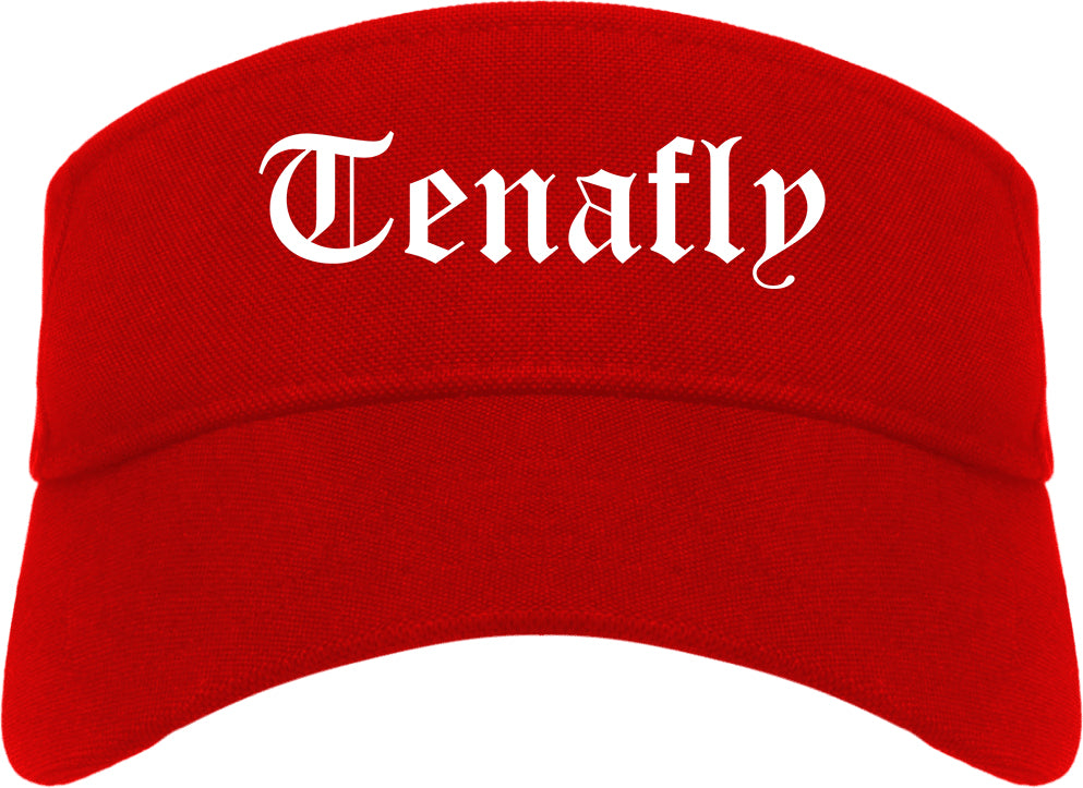 Tenafly New Jersey NJ Old English Mens Visor Cap Hat Red