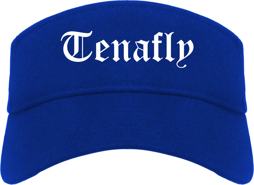 Tenafly New Jersey NJ Old English Mens Visor Cap Hat Royal Blue