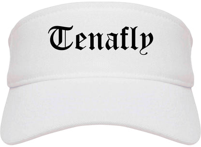 Tenafly New Jersey NJ Old English Mens Visor Cap Hat White