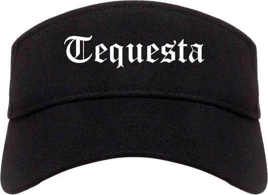 Tequesta Florida FL Old English Mens Visor Cap Hat Black