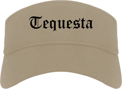 Tequesta Florida FL Old English Mens Visor Cap Hat Khaki