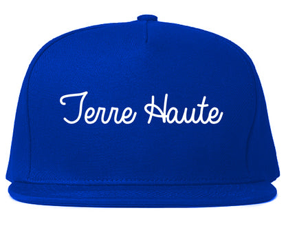 Terre Haute Indiana IN Script Mens Snapback Hat Royal Blue