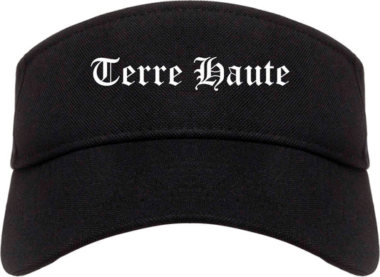 Terre Haute Indiana IN Old English Mens Visor Cap Hat Black