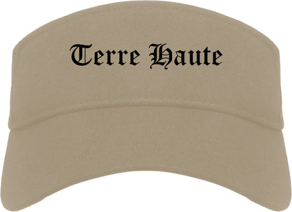 Terre Haute Indiana IN Old English Mens Visor Cap Hat Khaki