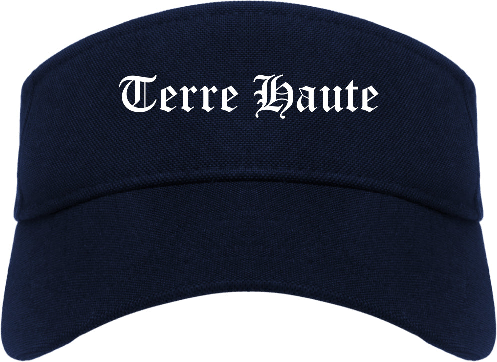 Terre Haute Indiana IN Old English Mens Visor Cap Hat Navy Blue
