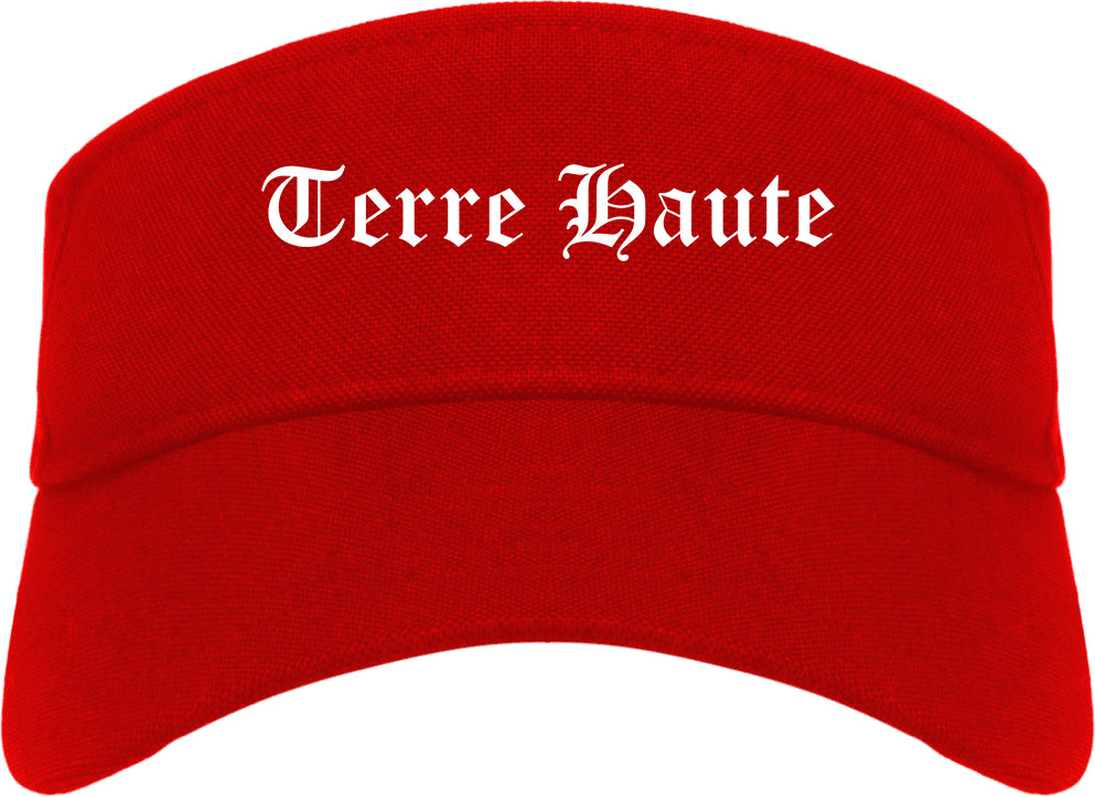 Terre Haute Indiana IN Old English Mens Visor Cap Hat Red