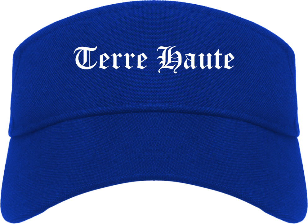 Terre Haute Indiana IN Old English Mens Visor Cap Hat Royal Blue
