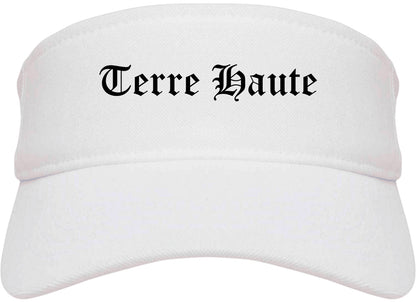 Terre Haute Indiana IN Old English Mens Visor Cap Hat White