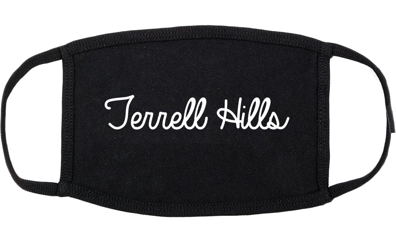 Terrell Hills Texas TX Script Cotton Face Mask Black
