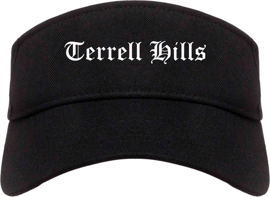 Terrell Hills Texas TX Old English Mens Visor Cap Hat Black